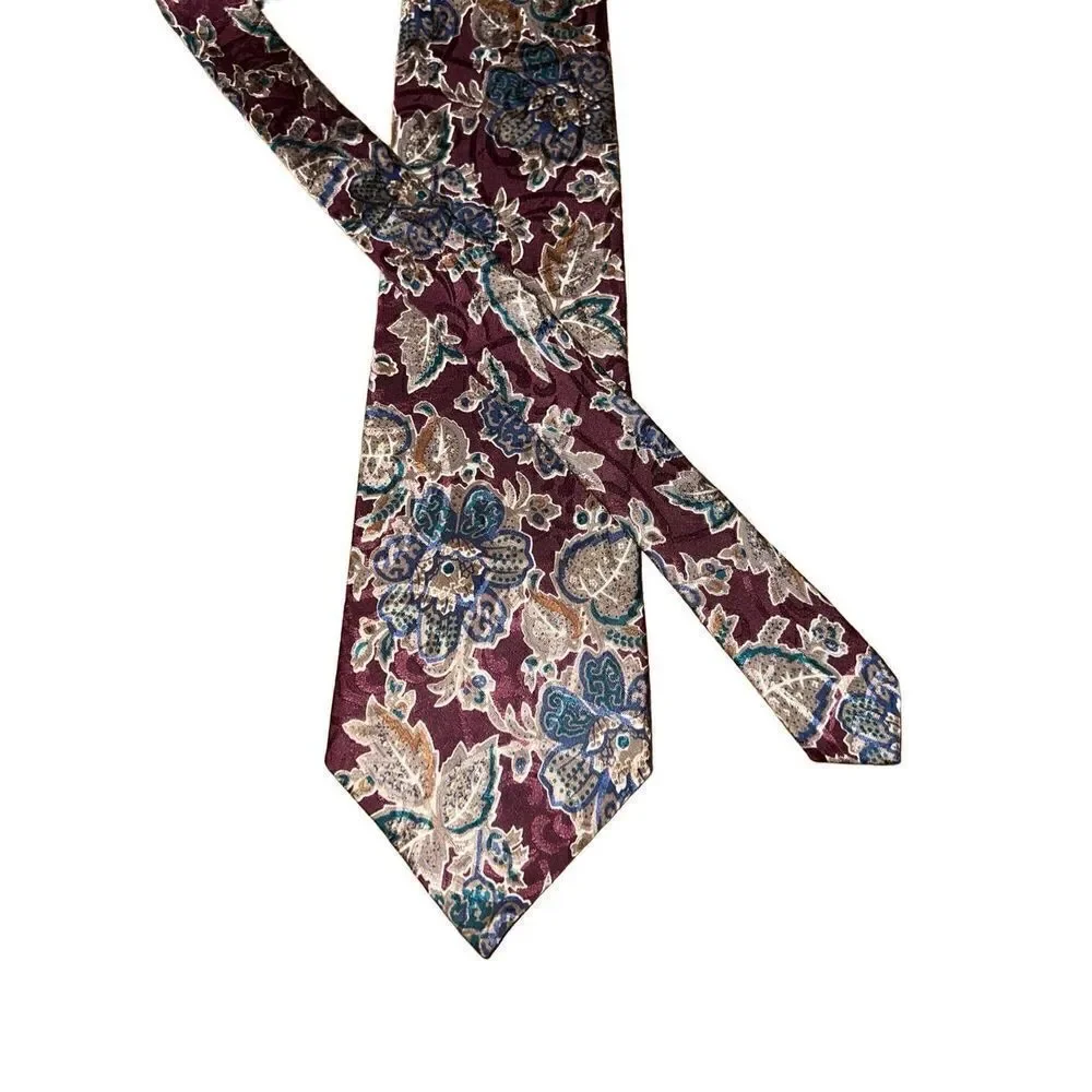 Christian Dior Red & Blue Paisley Handmade Silk Neck Tie